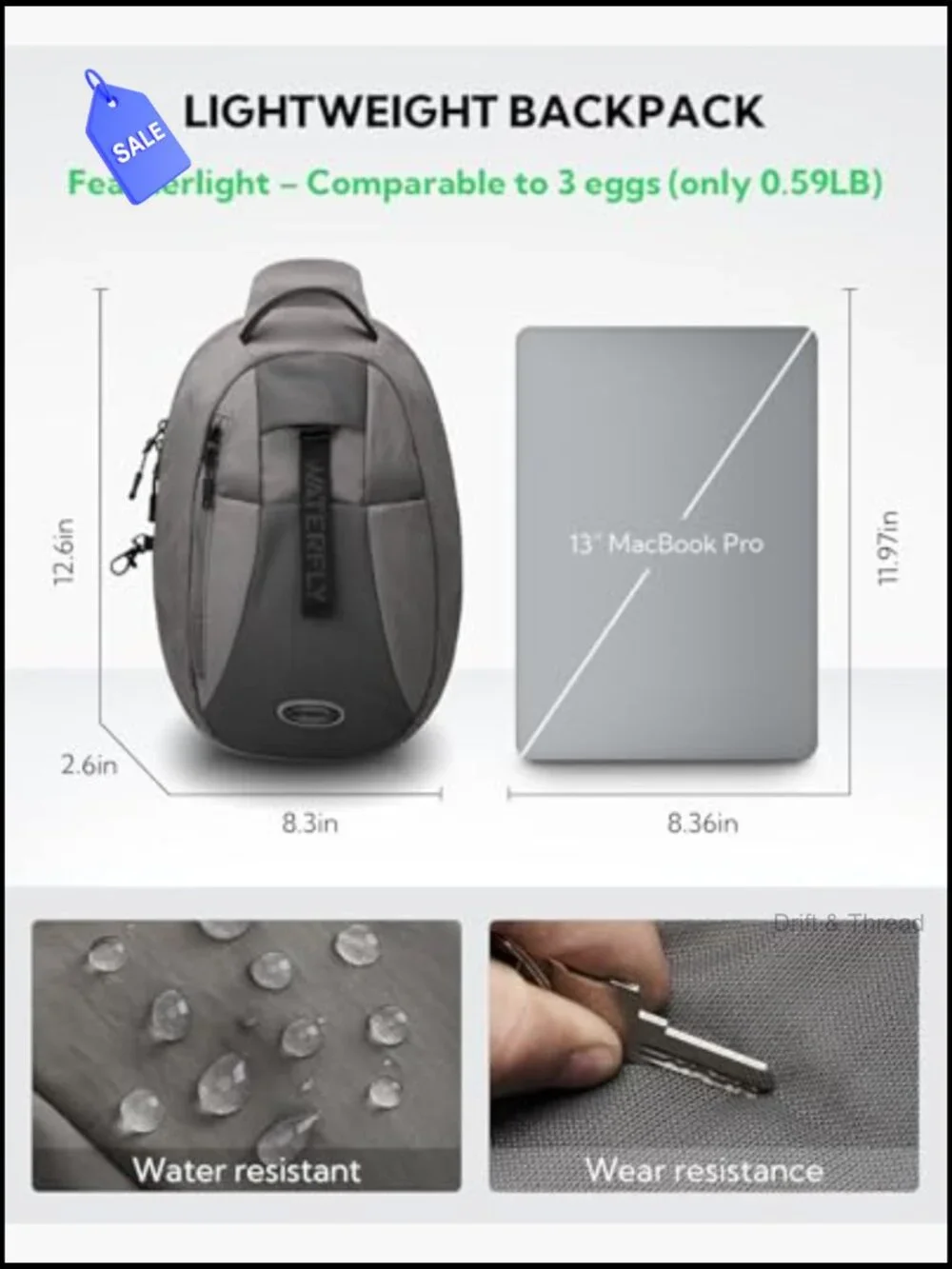 Small Crossbody Sling Backpack RFID Blocking Anti Theft Travel Daypack